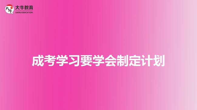 成考學習要學會制定計劃