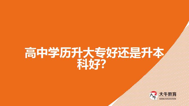 高中學(xué)歷升大專好還是升本科好？