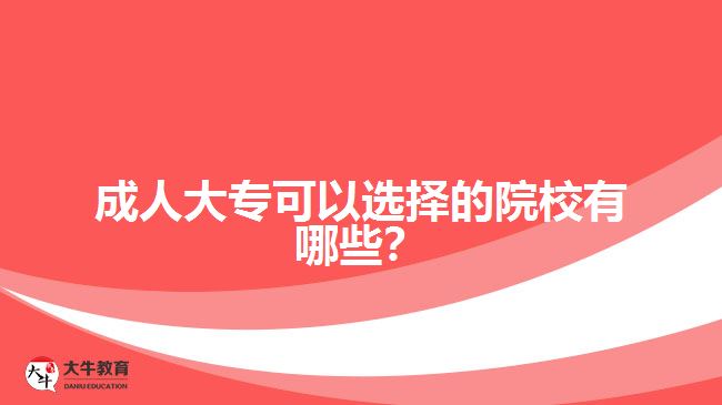 成人大專可以選擇的院校有哪些？