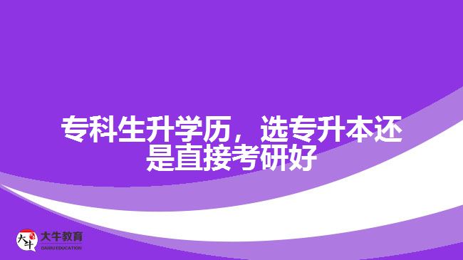 ?？粕龑W(xué)歷，選專升本還是直接考研好