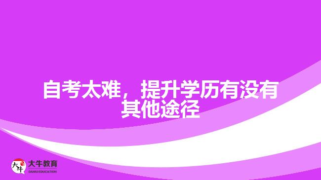 自考太難，提升學(xué)歷有沒有其他途徑