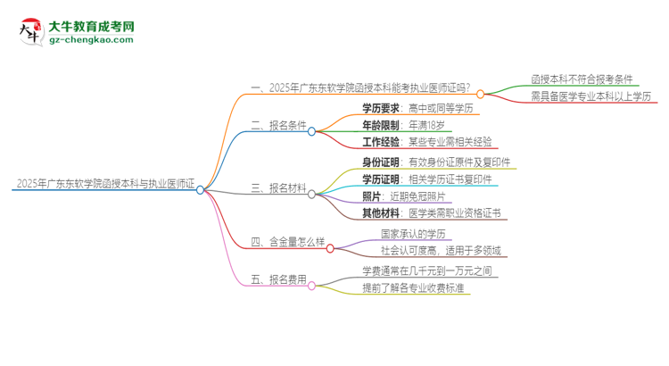 2025年廣東東軟學(xué)院函授本科學(xué)歷能考執(zhí)業(yè)醫(yī)師證嗎？思維導(dǎo)圖