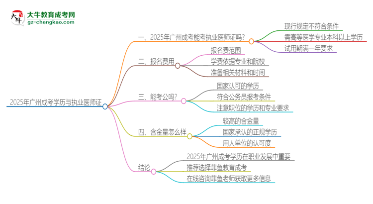 2025年廣州成考學(xué)歷也能考執(zhí)業(yè)醫(yī)師證嗎？思維導(dǎo)圖