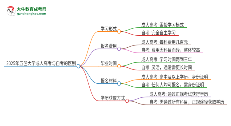 2025年五邑大學(xué)成人高考和自考有什么不一樣