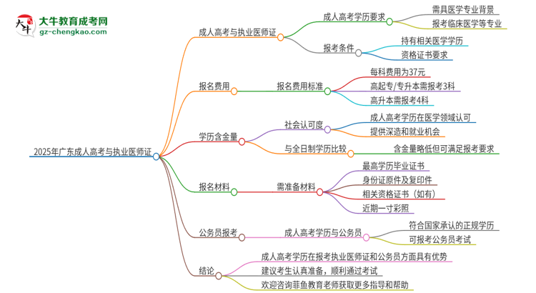 2025年廣東第二師范學(xué)院的成人高考學(xué)歷能報(bào)考執(zhí)業(yè)醫(yī)師證嗎？思維導(dǎo)圖