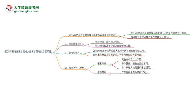 2025年星海音樂學(xué)院的成人高考學(xué)歷能報考執(zhí)業(yè)醫(yī)師證嗎？思維導(dǎo)圖