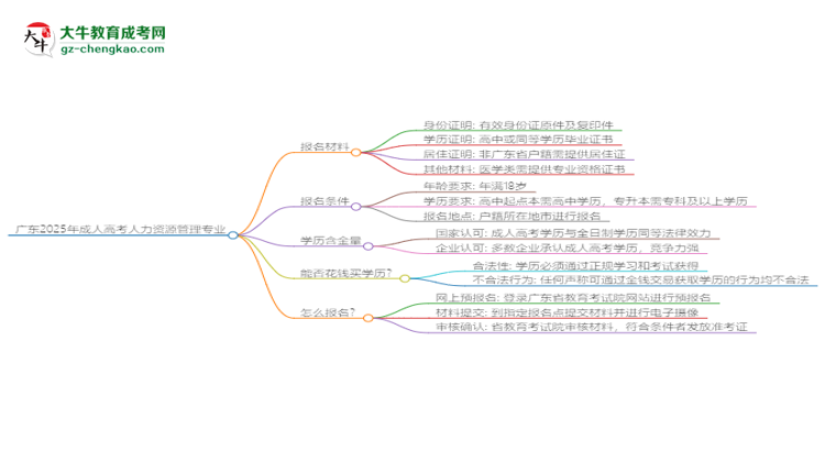 廣東2025年成人高考人力資源管理專業(yè)學歷能考公嗎？思維導圖