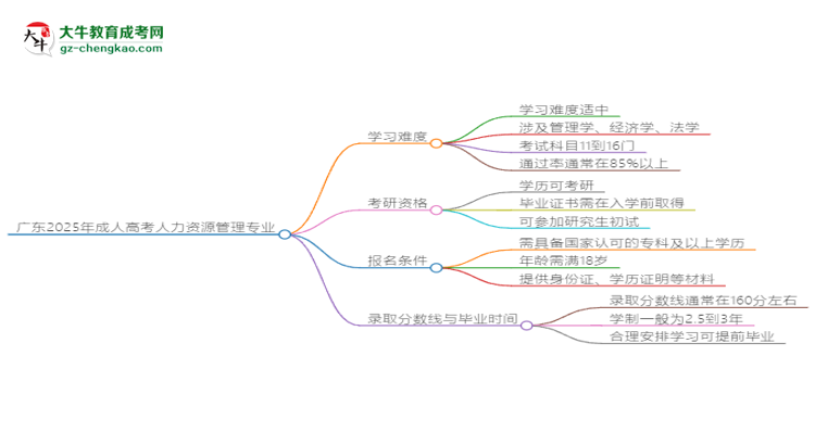 廣東2025年成人高考人力資源管理專業(yè)能考研究生嗎？思維導(dǎo)圖