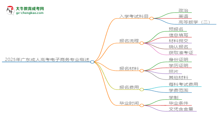 2025年廣東成人高考電子商務(wù)專(zhuān)業(yè)入學(xué)考試科目有哪些？思維導(dǎo)圖