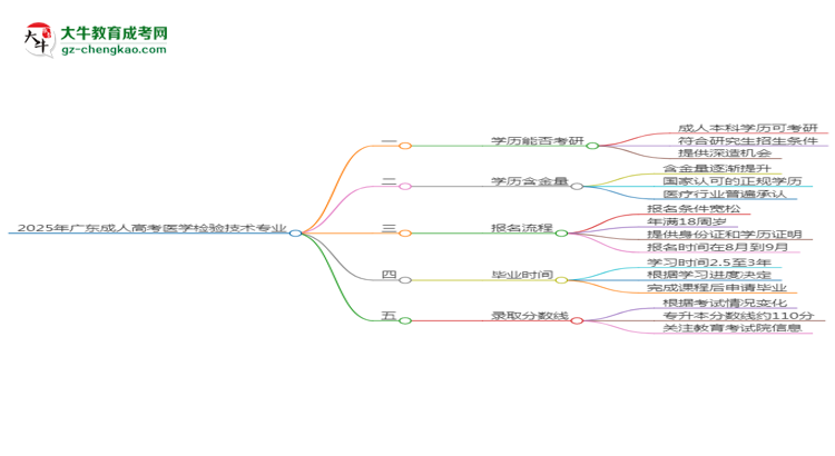 2025年廣東成人高考醫(yī)學(xué)檢驗(yàn)技術(shù)專業(yè)學(xué)歷符合教資報(bào)考條件嗎？思維導(dǎo)圖