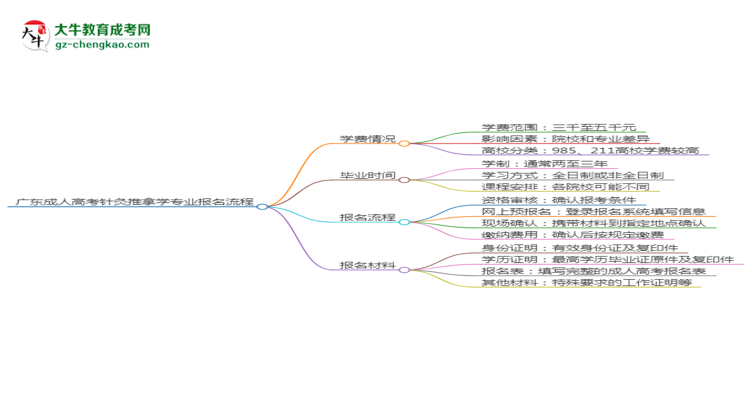 廣東成人高考針灸推拿學(xué)專業(yè)2025年報(bào)名流程思維導(dǎo)圖