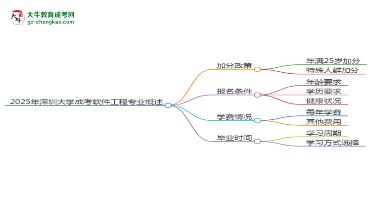 2025年深圳大學成考軟件工程專業(yè)最新加分政策及條件思維導(dǎo)圖