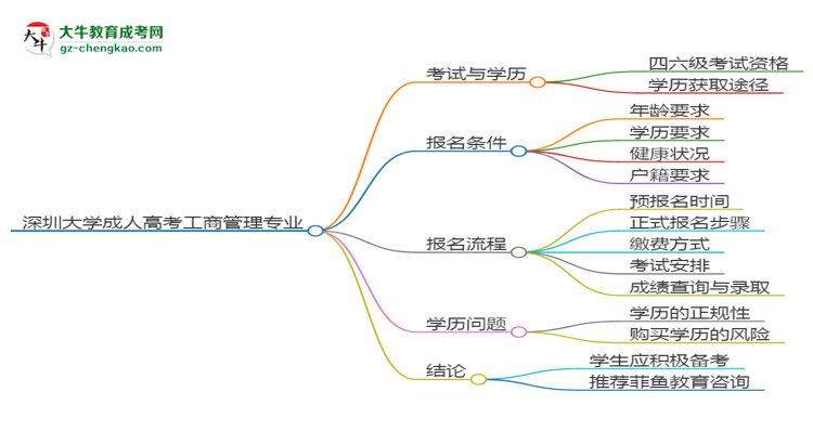 深圳大學(xué)2025年成考工商管理專業(yè)生可不可以考四六級(jí)？思維導(dǎo)圖