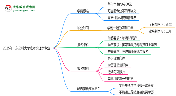 2025年廣東藥科大學(xué)成考護(hù)理學(xué)專業(yè)最新學(xué)費(fèi)標(biāo)準(zhǔn)多少思維導(dǎo)圖