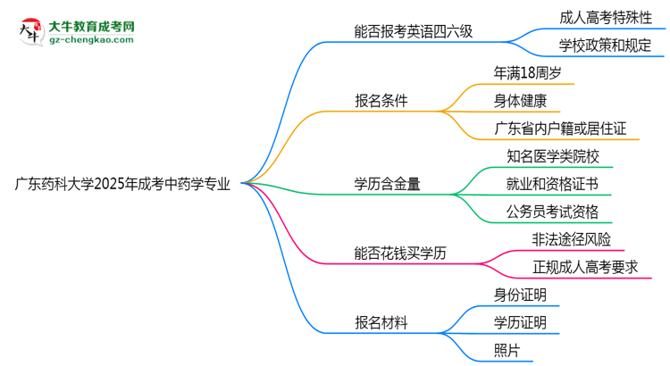 廣東藥科大學(xué)2025年成考中藥學(xué)專業(yè)生可不可以考四六級(jí)？思維導(dǎo)圖