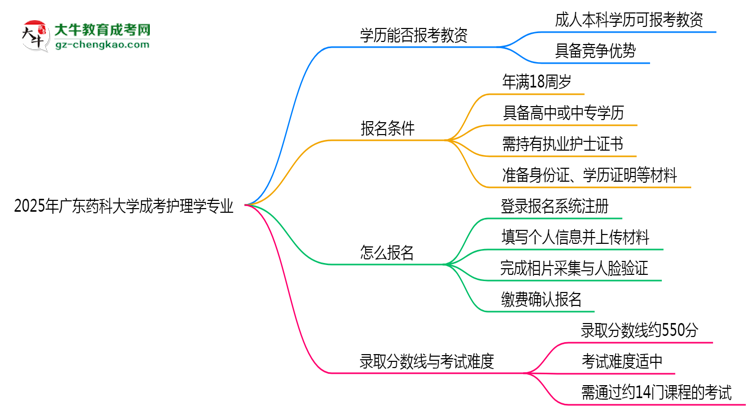 2025年廣東藥科大學(xué)成考護(hù)理學(xué)專業(yè)學(xué)歷能報考教資嗎？思維導(dǎo)圖