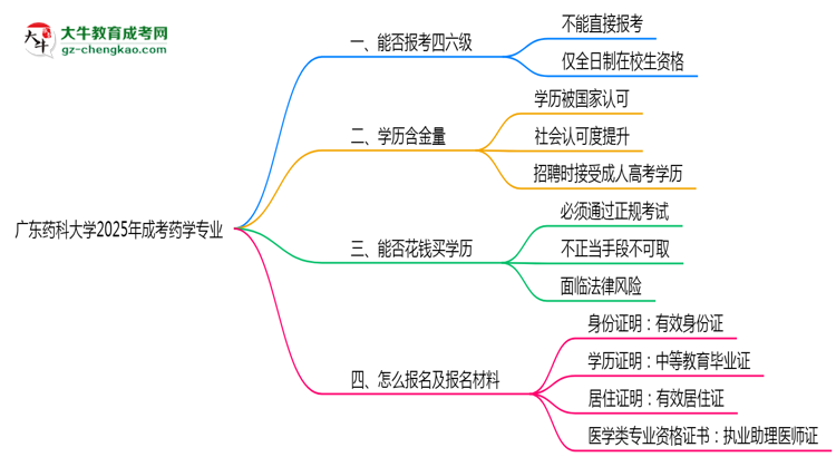 廣東藥科大學(xué)2025年成考藥學(xué)專(zhuān)業(yè)生可不可以考四六級(jí)？思維導(dǎo)圖