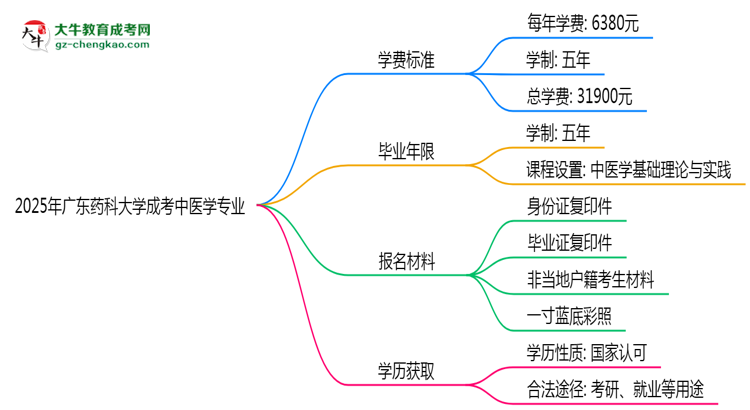 2025年廣東藥科大學(xué)成考中醫(yī)學(xué)專業(yè)最新學(xué)費(fèi)標(biāo)準(zhǔn)多少思維導(dǎo)圖