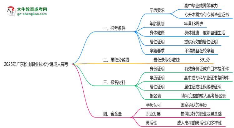 廣東松山職業(yè)技術(shù)學(xué)院2025年成人高考報(bào)考條件是什么思維導(dǎo)圖