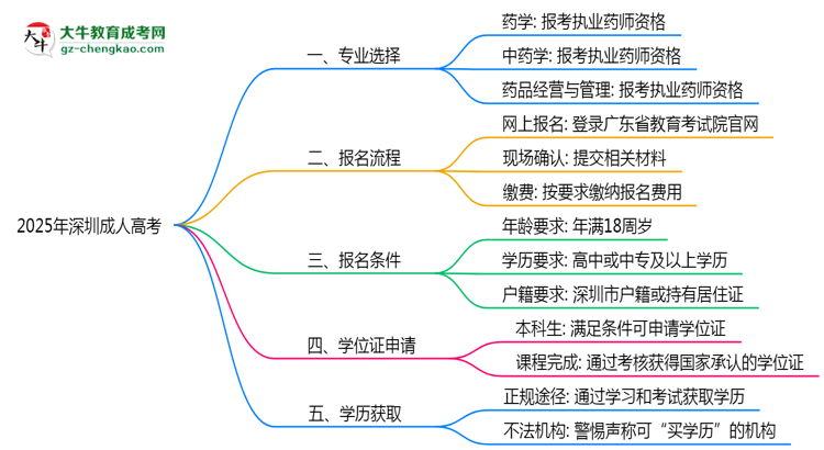 2025年深圳成人高考哪些專業(yè)可考執(zhí)業(yè)藥師資格?思維導圖