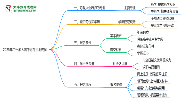 2025年廣州成人高考可考執(zhí)業(yè)藥師的專業(yè)目錄思維導(dǎo)圖