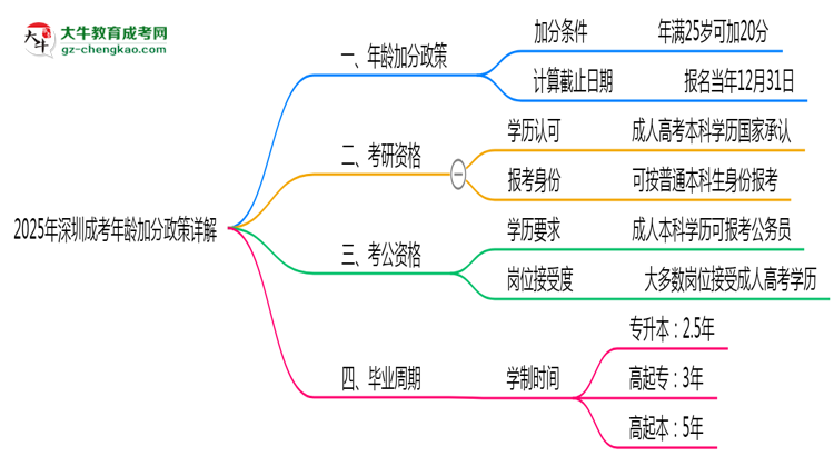 2025年深圳成考年齡加分政策詳解思維導(dǎo)圖