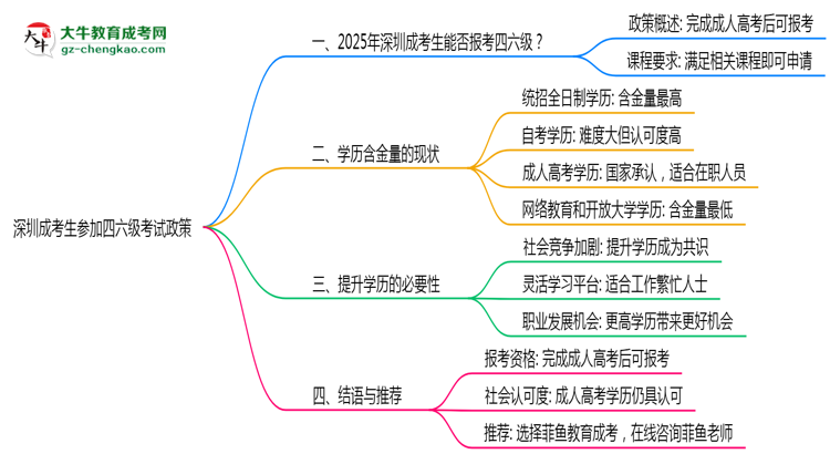深圳成考生參加四六級考試2025政策思維導(dǎo)圖