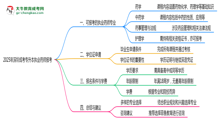 深圳成考專(zhuān)升本執(zhí)業(yè)藥師報(bào)考專(zhuān)業(yè)2025思維導(dǎo)圖