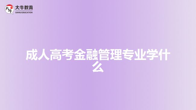 成人高考金融管理專業(yè)學什么