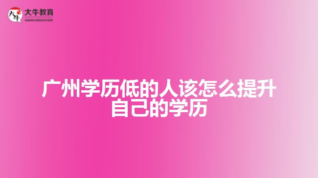 廣州學歷低的人該怎么提升自己的學歷