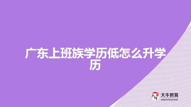 廣東上班族學歷低怎么升學歷