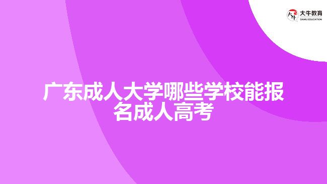 廣東成人大學(xué)哪些學(xué)校能報名成人高考