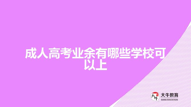 成人高考業(yè)余有哪些學(xué)?？梢陨? /></div>
<p>　　理論上，成人高考業(yè)余學(xué)習(xí)的安排，是以非全日制的面授學(xué)習(xí)為主，考生在周末或者工作日晚上，需要到學(xué)?；蛐Ｍ饨虒W(xué)點(diǎn)上課，進(jìn)行面對面學(xué)習(xí)，還會有相應(yīng)的考勤考核。實(shí)際上，成人高校的業(yè)余學(xué)習(xí)形式，會根據(jù)社會實(shí)際需求進(jìn)行調(diào)整，以適應(yīng)考生業(yè)余學(xué)習(xí)的需要。</p>
<p>　　現(xiàn)在，采用業(yè)余學(xué)習(xí)形式的學(xué)校，有比較多是通過面授+網(wǎng)絡(luò)+直播的授課方式，進(jìn)行線上線下結(jié)合業(yè)余學(xué)習(xí)，而且大部分學(xué)習(xí)可以線上完成。需要線下學(xué)習(xí)的課程，比較多的是期末考試、實(shí)踐課程或考核、畢業(yè)論文指導(dǎo)等?？忌梢园凑照猩鷮W(xué)校的教學(xué)計(jì)劃和授課方式，通過業(yè)余時間進(jìn)行成人大?；虺扇吮究茖W(xué)習(xí)。</p>
<p>　　【推薦閱讀：<a href=