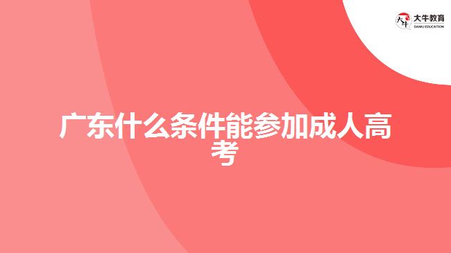 廣東什么條件能參加成人高考