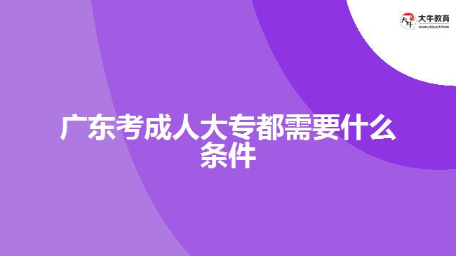 廣東考成人大專都需要什么條件