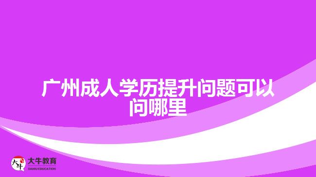 廣州成人學(xué)歷提升問題可以問哪里