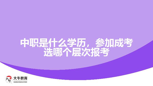 中職是什么學歷，參加成考選報考層次