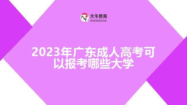 2023年廣東成人高考可以報考哪些大學