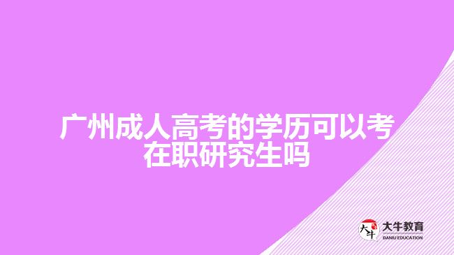 廣州成人高考的學(xué)歷可以考在職研究生嗎