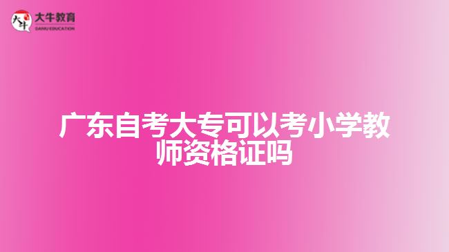 廣東自考大專可以考小學教師資格證嗎