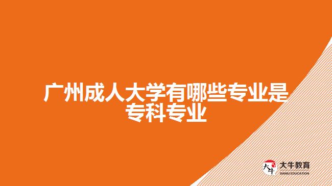 廣州成人大學(xué)有哪些專業(yè)是專科專業(yè)