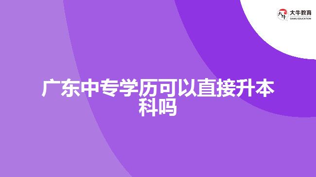 廣東中專學(xué)歷可以直接升本科嗎