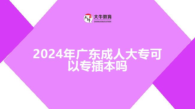 2024年廣東成人大專可以專插本嗎