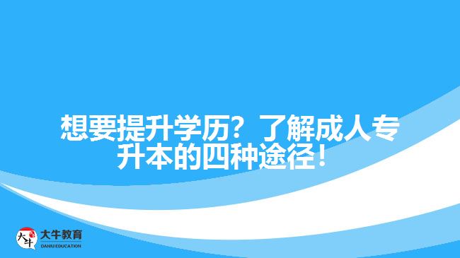 想要提升學(xué)歷？了解成人專升本的四種途徑！