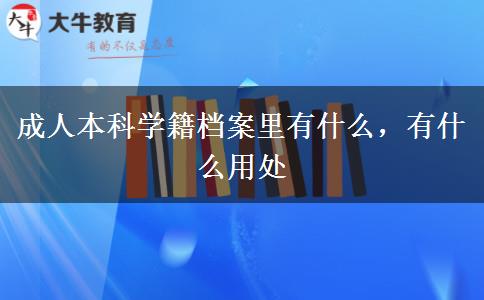 成人本科學(xué)籍檔案里有什么，有什么用處