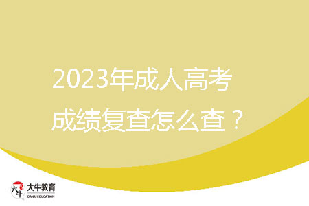 2023年成人高考成績(jī)復(fù)查怎么查？