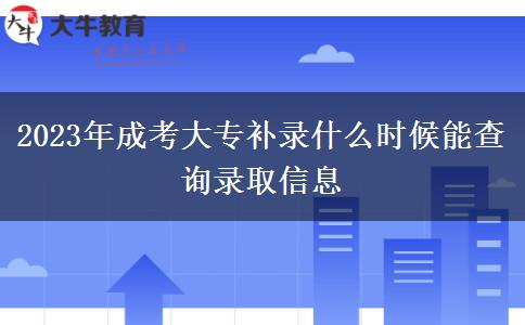 2023年成考大專補(bǔ)錄什么時(shí)候能查詢錄取信息