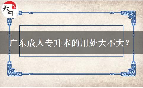 廣東成人專升本的用處大不大？