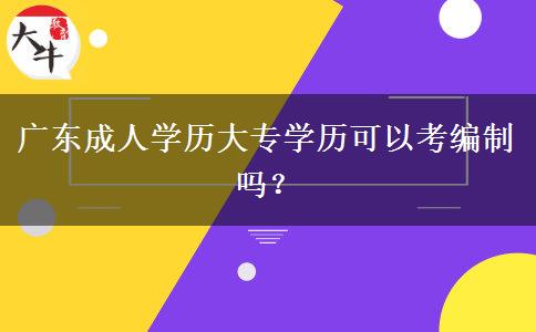 廣東成人學(xué)歷大專學(xué)歷可以考編制嗎？