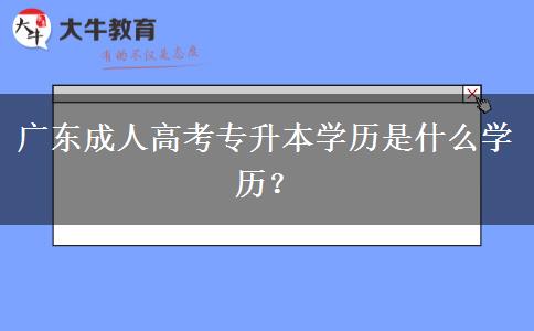 廣東成人高考專升本學(xué)歷是什么學(xué)歷？